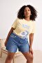 Yellow Printed Relaxed Fit Knitted Oversized T-Shirt Tbbss26Bf00056 - 2