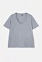 Lacivert-Pembe- Gri 3'lü Paket Regular Fit V Yaka Büyük Beden T-shirt TBBSS26BF00031 - 13