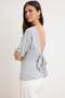 Gray Melange Plain Regular Boat Neck Low Sleeve Short Long %100 Cotton Knitted T-Shirt Twoss26Ts00247