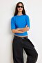 Cobalt Fitted/Fitted Low-Sleeve Three-Quarter Soft Knitted T-Shirt Twoss26Ts00060 - 2