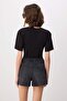 Anthracite High Waist 100% Cotton Denim City Shorts Twoss26Sr00050 - 4