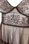 Kahverengi Çiçekli Kapsız Transparan Fantezi Külotlu Büyük Beden Babydoll TBBSS26DH00011 - 5