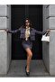 Velvet Pocket Detail Mini Skirt Anthracite
