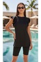 Ruffled Tights Flounce Semi-Closed Swimsuit Black - 2