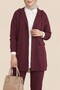 Hooded Clamshell Pocket Trousers Set - Burgundy - 3