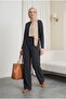 Pocketed, Belted, Zra Crepe Pants - Black - 3