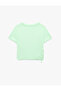 Modal Blend Ruched Detailed Short Sleeve Crew Neck Crop T-Shirt