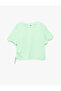 Modal Blend Ruched Detailed Short Sleeve Crew Neck Crop T-Shirt - 2