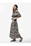 Viscose Salda Fabric Waist-Slit Floral Midi Flared Skirt with Bow - 3