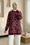 Mock Neck Damla Patterned Bearded Casual Knitwear Sweater -Pink