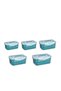 5-Pack Fruit & Produce Storage Containers,Fridge Organizer with Drain Colander,Blue Plastic - 6