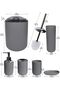 6-Piece Plastic Bathroom Accessories Set, Grey Bath Gift Set with Toothbrush Holder - 2