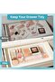 7-Piece Clear Drawer Organizer Bins, Stackable 4-Size Trays for Vanity Makeup - 4