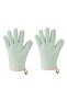 Heat Resistant Silicone Oven Mitts,Waterproof Five-Finger Cooking Gloves,Light Green,2 Pack - 2
