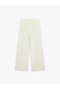 Wide Leg Baggy Fabric Trousers with Pile Detail and Pockets - 5