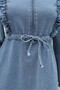 Half-Zip Denim Dress with Tunnel Drawstring - Ice Blue - 6