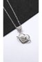 Heart Figured Mother of Pearl Stone Steel Necklace