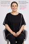 Women's Summer Spring Sweat-Proof Silver Glitter Detailed Asymmetrical Cut Viscose Plus Size Black Mother Blouse - 6