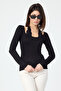 Black Tie-Detail Lace Pack Long Sleeve 100% Cotton Blouse - 6