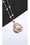 Rose Figured Pearl Stone Steel Necklace