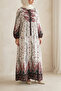 Women's Patterned Long Hijab Dress 2585 - A.Red - 2