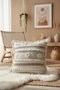 Linen Cream Throw Pillow with Thick Lace Tassels and Motifs (43 x 43) - 5