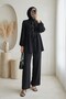 Women's Lace-Up Front Tunic Pants Double Set 6744 - Black