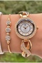 Gold Yellow Steel Strap Bridal, Engagement, Wedding Small Case Wristwatch - 5
