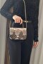 Women's Snake Patterned - Gold Chain Accessory Detailed - Casual Stylish Hand and Shoulder Bag
