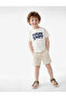 Elastic Waist Pocket Detailed Cotton Striped Shorts