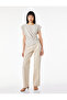 Asymmetrical Cut Sleeveless Crew Neck Draped Blouse - 2