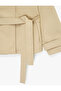 Cotton Pocketed Zippered Stand Collar Belted Trench Coat - 6