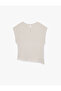 Asymmetrical Cut Sleeveless Crew Neck Draped Blouse - 4