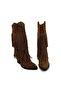 Genuine Suede Tasseled Western Heeled Boots E13 Suede Sigaro - 4