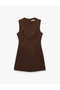 Sleeveless U-Neck A-Line Mini Dress with Stitching Detail - 3