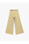 Belted Pleated Detailed Wide Leg Fabric Trousers - 4