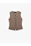 Slim Fit Crew Neck Buttoned Patterned Vest - 3