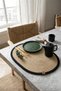 2 Pieces 30x40cm Oval Black Striped American Service Wicker Jute Braid Charger Presentation Set - 3