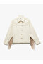 Long Sleeve Classic Collar Embroidery Detailed Buttoned Pocket Tassel Shirt Jacket - 4