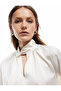 Long Sleeve Tie-Detail Scarf Neck Satin Blouse