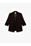 3/4 Sleeve Buttoned Pocket Detailed Double Breasted Collar Blazer Jacket - 4