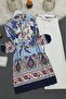 Floral Patterned Half-Button Cotton Viscose Tunic -Laci