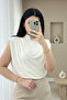 Free Sleeve Padded Sandy Blouse -White