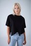 Women's Black Bat Sleeve Asymmetrical T-Shirt App1315
