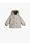 Puffer Jacket Hooded Faux Fur Detail Zippered Pocket - 3