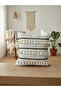 Special Design Black Striped Single Linen Cream Throw Pillow Cover - 5