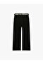 High Waist Pocketed Wide Leg Pants with Belt Detail in Viscose Blend - 3