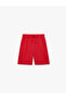 Elastic Waist Cotton Blend Textured Basic Shorts - 4