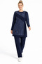 Women's mid-age combed cotton tunic and pants set 30594 - 3