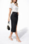 Women's Front Slit High Waist Pocketed Midi Length Denim Skirt - 3